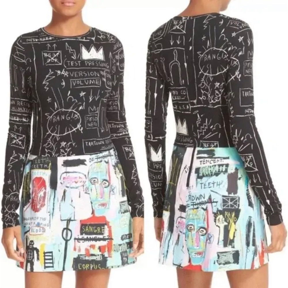 🎀SOLD🎀Alice + Olivia x Basquiat Graffiti Delaina Crop Top - Picture 4 of 9